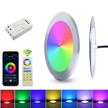 RGB 수중 조명 LED 수영장 조명, 모바일 앱 제어, 수영장 파티 장식, 분수 램프, 35W, DC12V, IP68, 12W, 18W, 25W