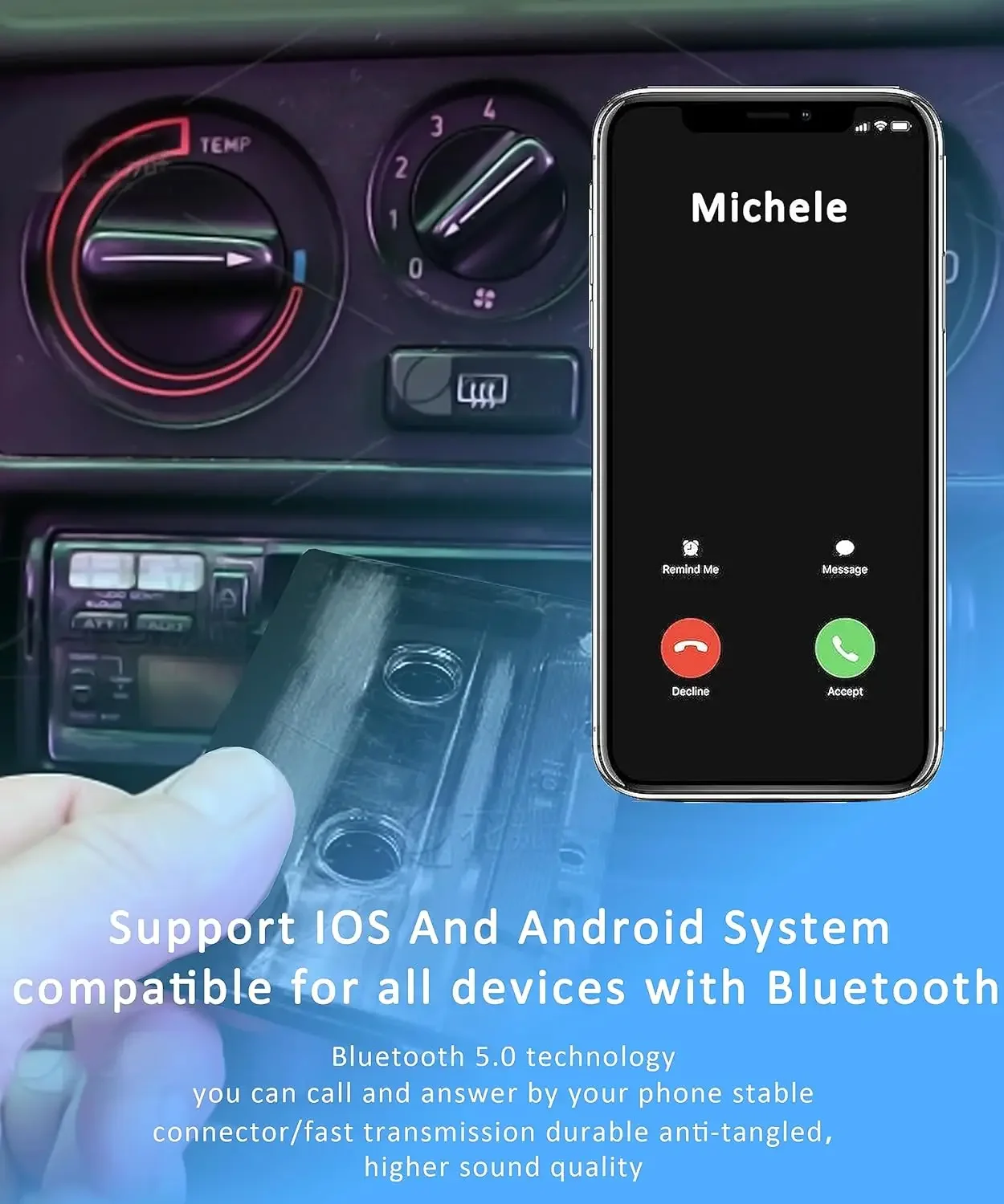 Car Audio Bluetooth Wireless Cassette Receiver Bluetooth 5.0 Car Audio Cassette Vehicle Work While Charging Support TF Card bluetooth adapter,bluetooth audio receiver
