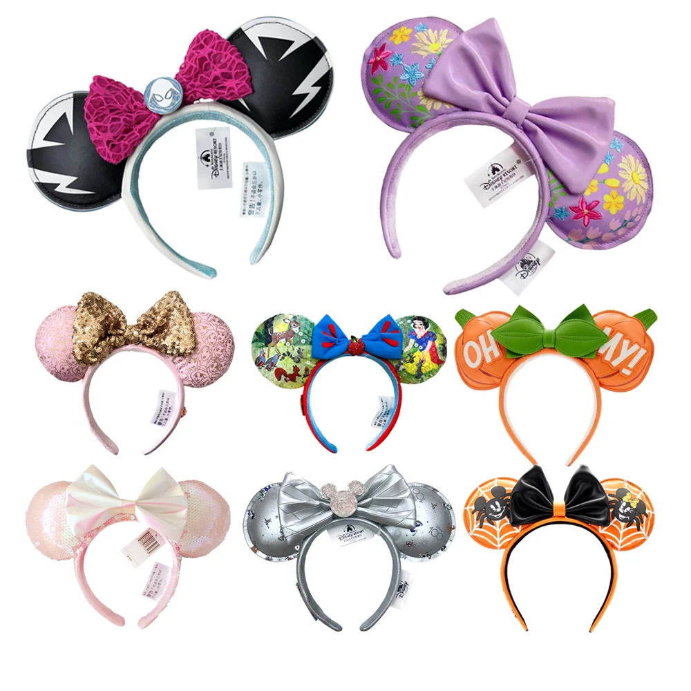 2024 Disney Minnie Mouse Headband Nightmare Before Oh My Halloween LED Hairband Cosplay Festival Party Adult/Kids Hair Accessory