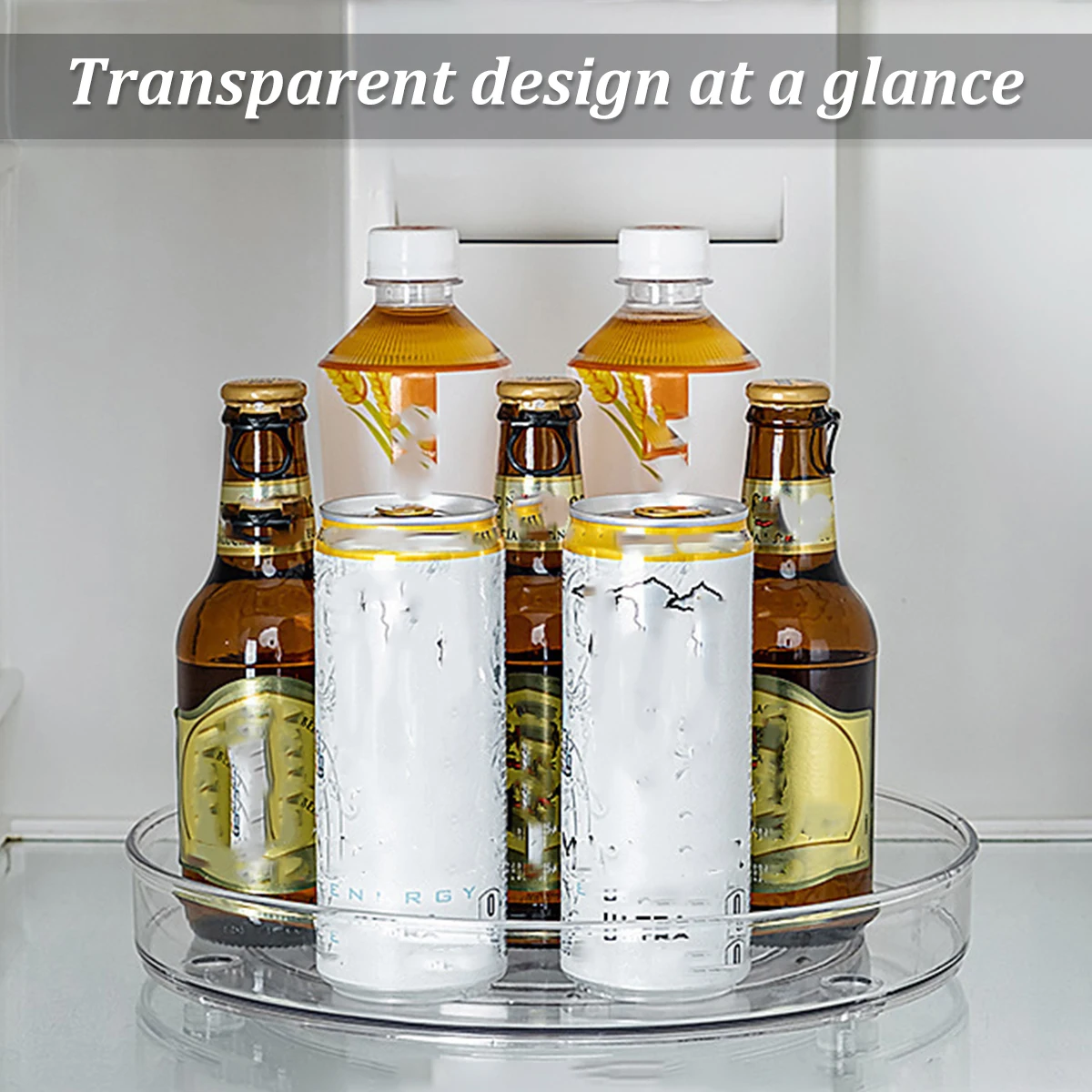 1-10Pcs Clear Turntable Storage Tray Multifunctional Spice Rack Cosmetic Storage Tray Cabinet Refrigerator Kitchen Rack