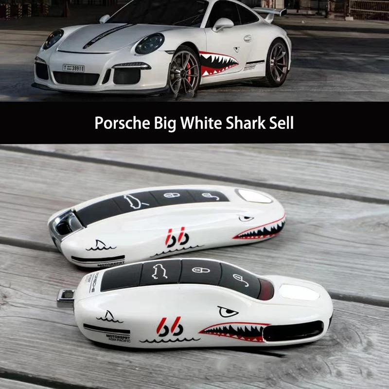 Key Case White Shark For Porsche Mancan Panamera Cayenne 718 911