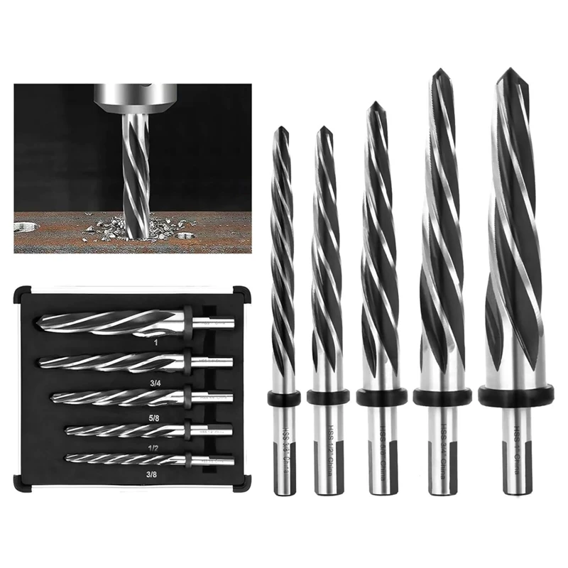 Set 4 Alesatori Per Costruzioni E Ponte - 3/8 A 3/4 Poll. - Acciaio HSS Per Metallo E Legno - 3