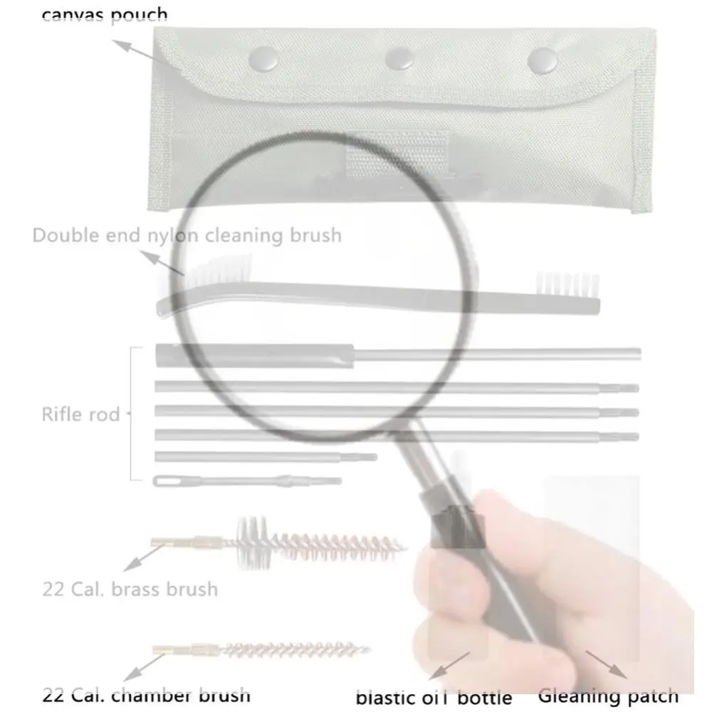 Kit De Nettoyage Pour Canon D'arme - 12 Pièces Avec Pochette - Pour .22LR .223 .257