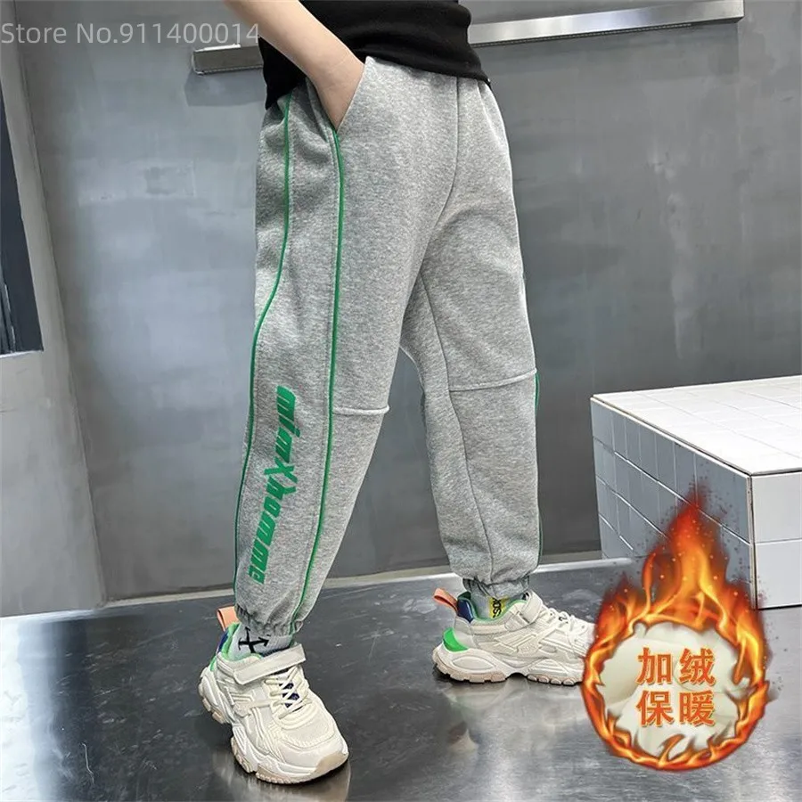 

Autumn Winter Kids Teenage Boys Casual School Sport Pants Fleece Trousers Jogger Pant For Children Loose Sweatpant Booys Clothes