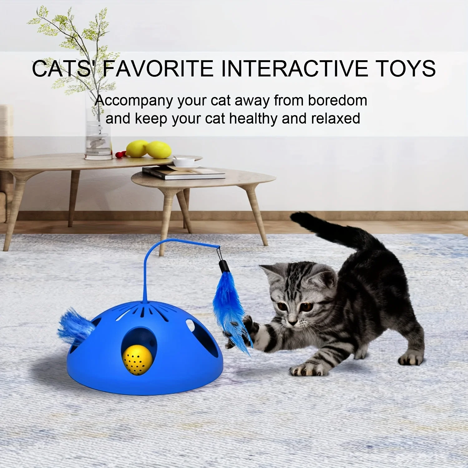 Toys Automatic Kitten Toys, 2 Speed Modes Electronic Cat Toys, Interactive Cat Toys For Indoor Cats With Feather And Bell Ball,