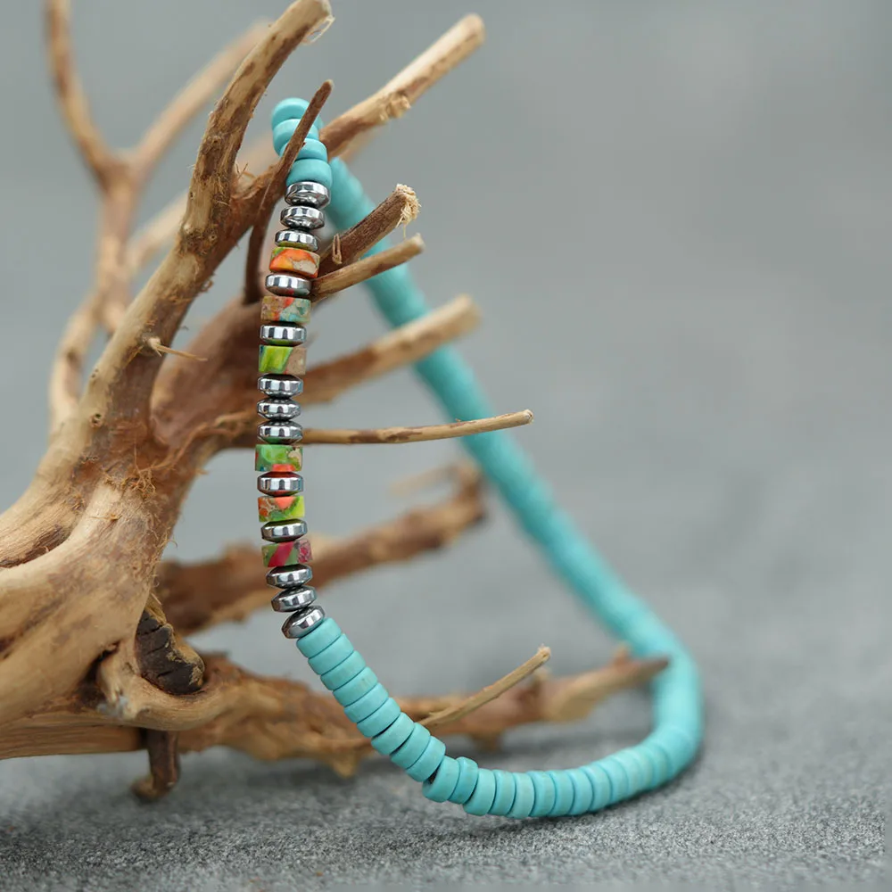 Elegant Unisex Howlite & Hematite Beaded Bracelet – Multicolor Options