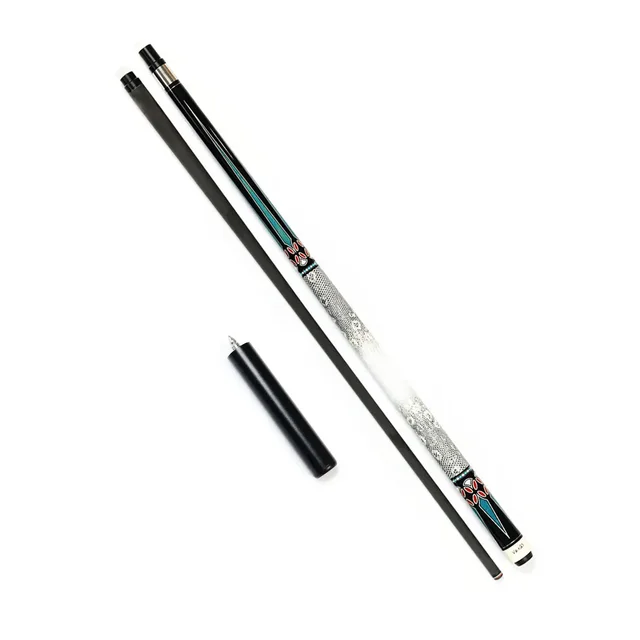 Professional  58'' 1/2-pc 12.5mm Billiard Pool Cue Play Taco with Carbon Fiber Shaft Stick Leather Grip & 6'' Extension 1