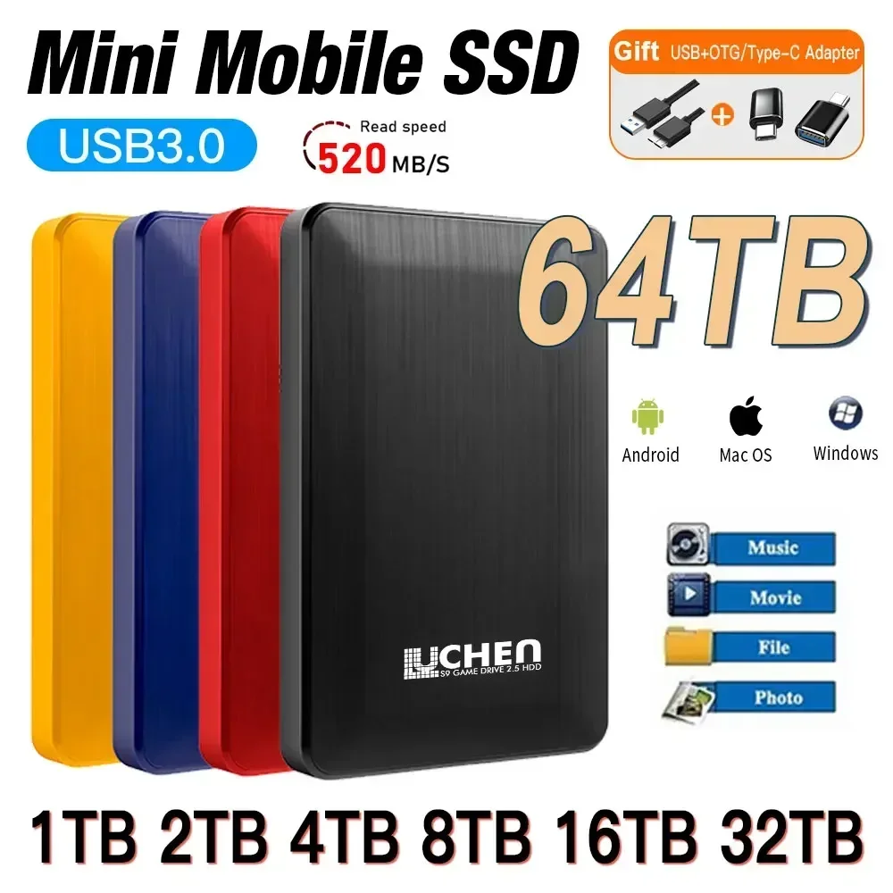 

New 1TB Mobile Solid State Drive USB 3.0 External SSD Hard Drive 2tb High-Speed Portable SSD 500GB Hard Disk for Laptop Mac PC