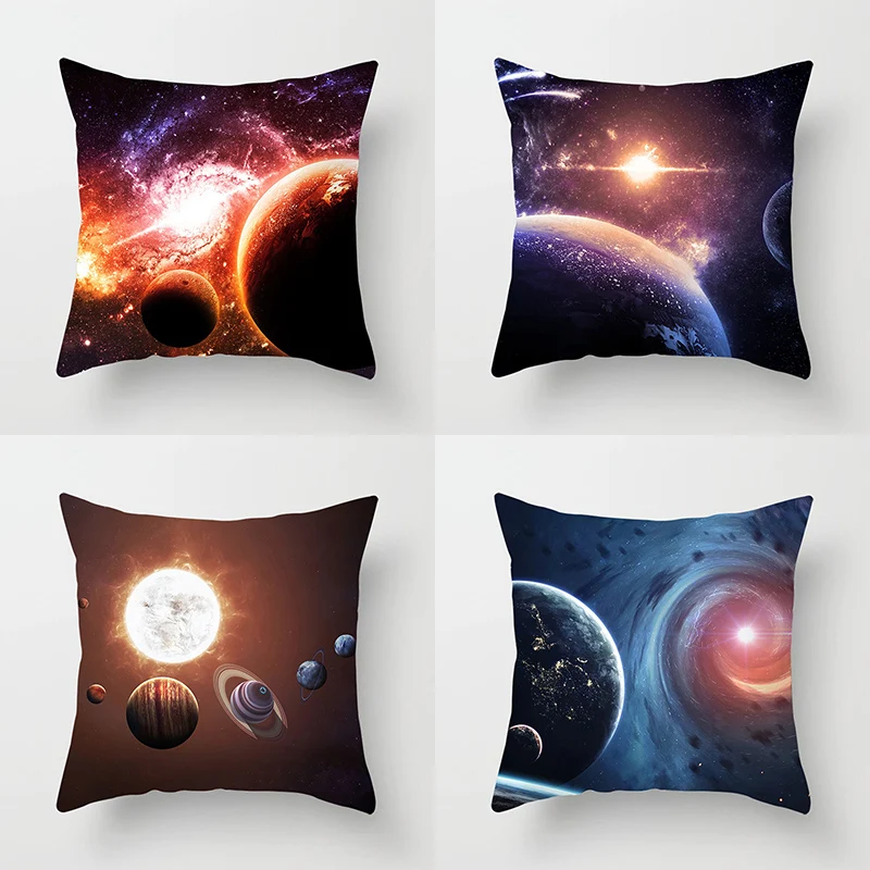 

Starry Sky Landscape Planet Series printed pillowcase sofa seat cushion cover future sense home decoration embrace