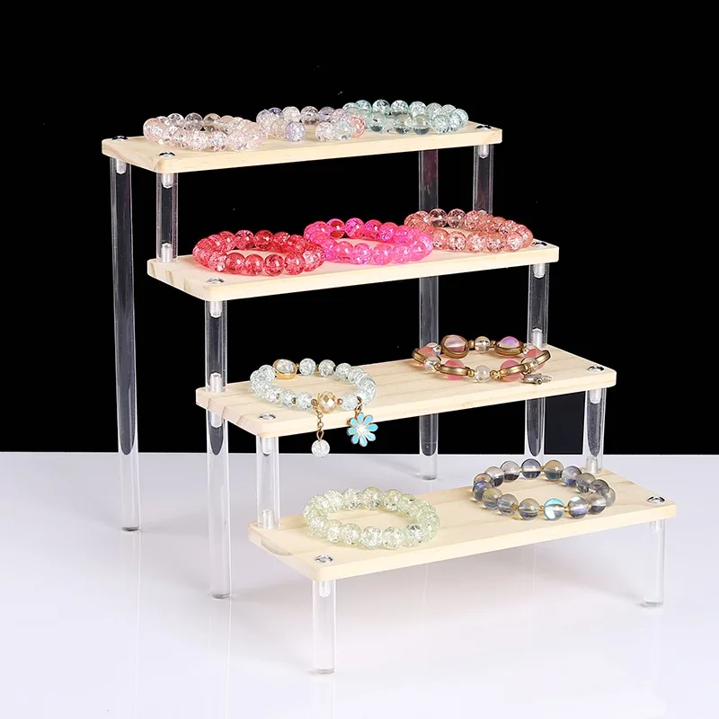 Wood Acrylic Shelf Display Stand Hand-made Figure Doll Décor Animation Car Model Perfume Blind Box Shelves Organizers Storage 3