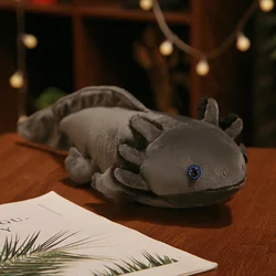 Giant Kawaii Colorful Axolotl Plush Toy - Cozy Salamander Pillow & Creative Gift - 45cm (Gray axolotl)
