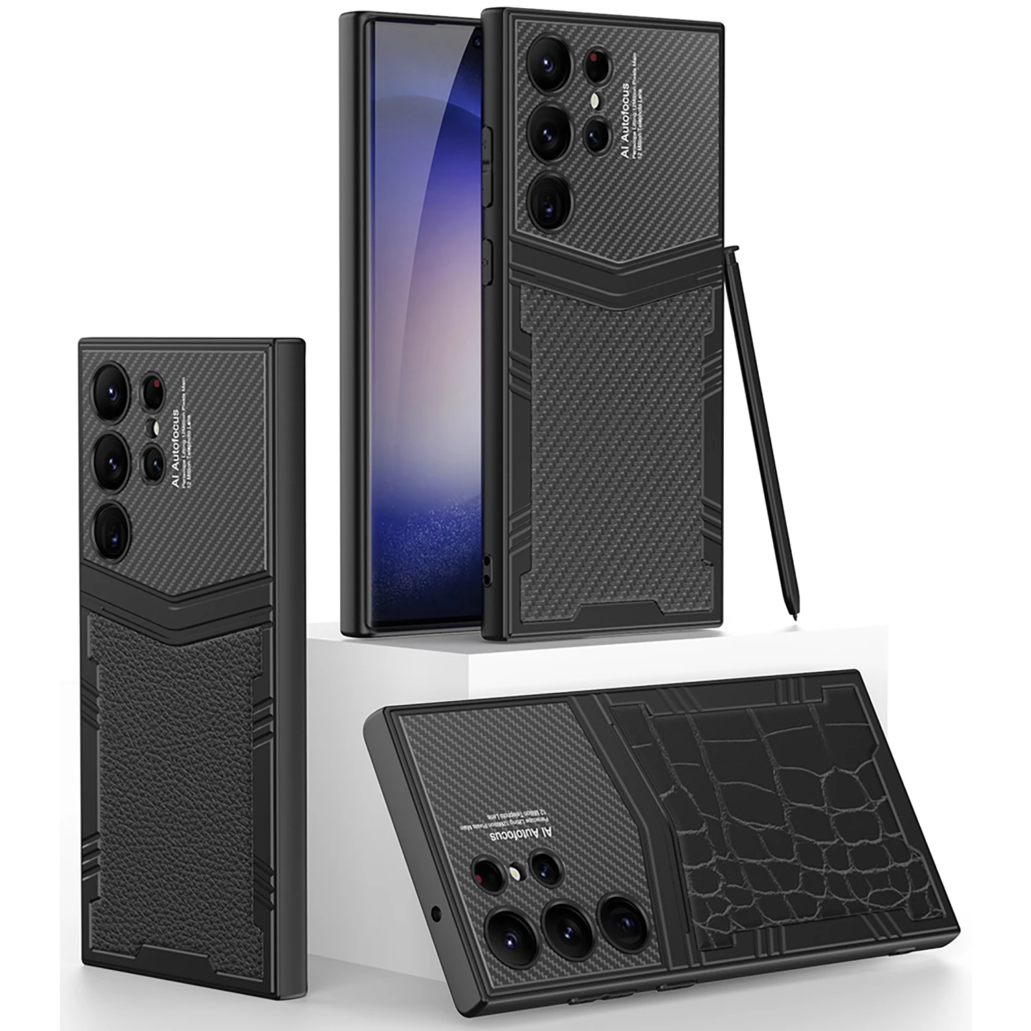 

Luxury Vegan Leather Case For Samsung Galaxy S24 / S24 Ultra / S24+ Plus Plain Soft Cover Premium Quality Elegant Business