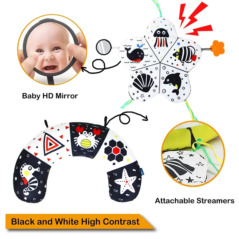 Baby Kussen Buik Tijd Speelgoed Zwart Wit Hoog Contrast Zintuiglijk Speelgoed Baby Montessori Zuigelingen 0-12 Maanden Pasgeboren Training Kussen