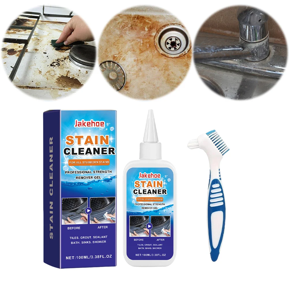 Mold Remover with Brush Quick Acting Stain Remover Gel for Bathroom Washing Machine Refrigerator Strip Kitchen Cleaner Gel stain remover pen bathroom cleaner mold remover gel