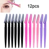 12 Pcs Mix Color Eyebrow Razor Women Face And Body Safe Trimmer Hair Shaver Eye Brow Remover With Cover Small Makeup Tools Set 1