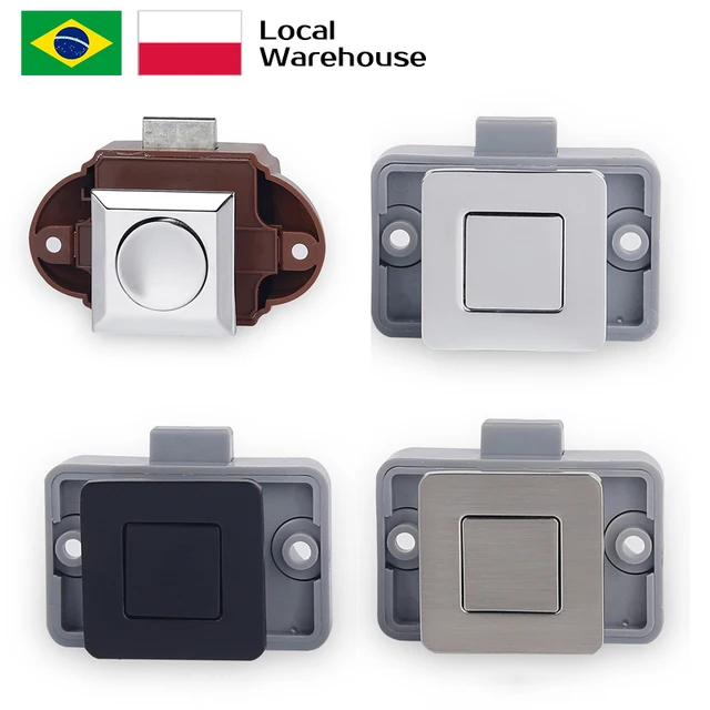 KAK 10pcs Camper รถ PUSH LOCK RV Caravan เรือมอเตอร์บ้านตู้ลิ้นชักลิ้นชักปุ่มล็อค Keyless เฟอร์นิเจอร์ประตูล็อคฮาร์ดแวร์ 1