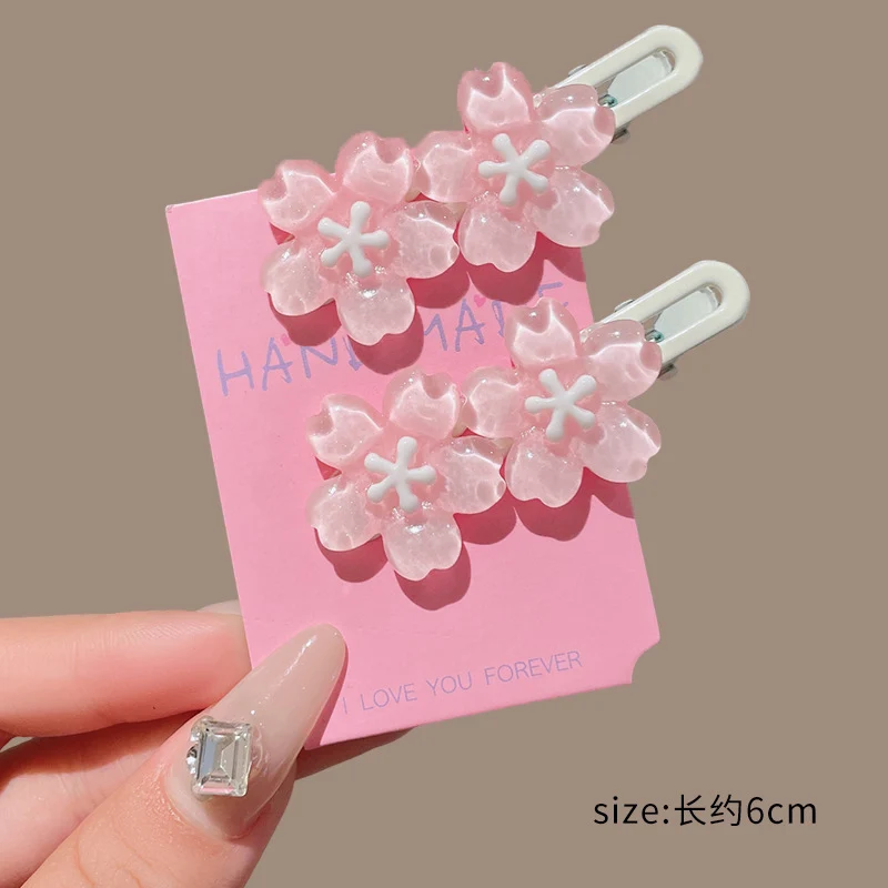 4/6Pcs Anime Card Captor Sakura Cute Pink Creamy Flower Bb Hairpin Side Hair Clip Girl Headwear Sweet Hairpins Ornament Gift