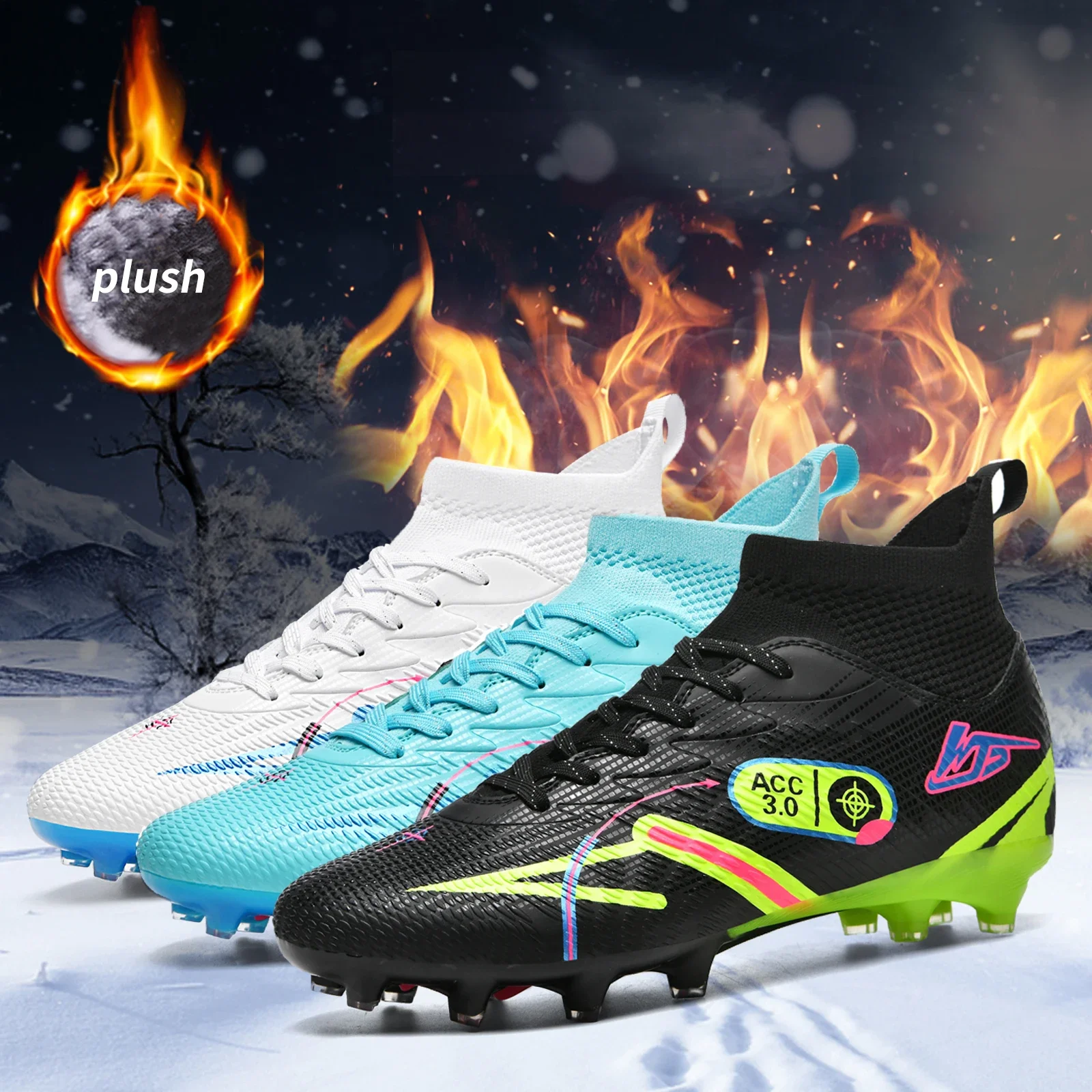 Fuzzy Fur Men Football Boots Society Cleats Soccer Brushed Shoes Professional Football Field Boots Original Sneakers Fast Match