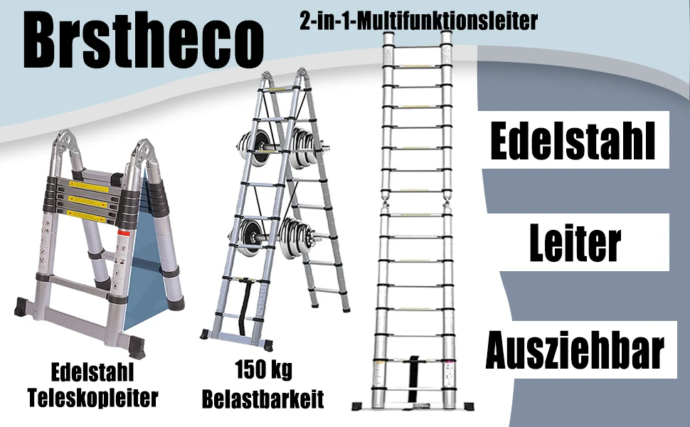 Telescopic ladder demonstrating compact folded size