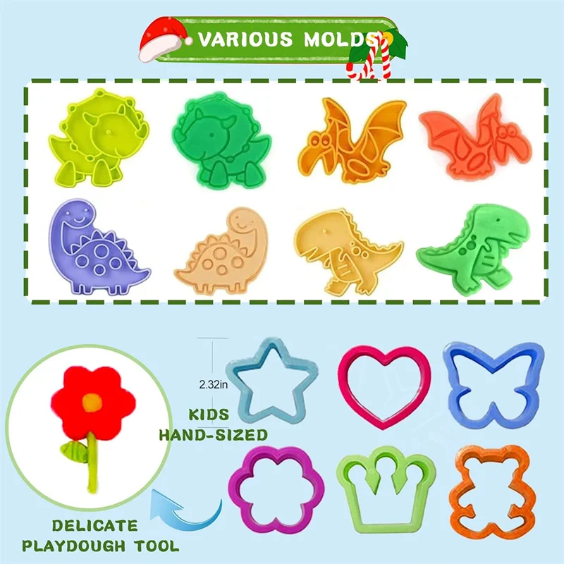 Dough Play Tool for Kids Cartoon Dinosaur Fruit Roller Cutter Scissor Playdough Accessories Plasticine Mould Early Education Toy 3