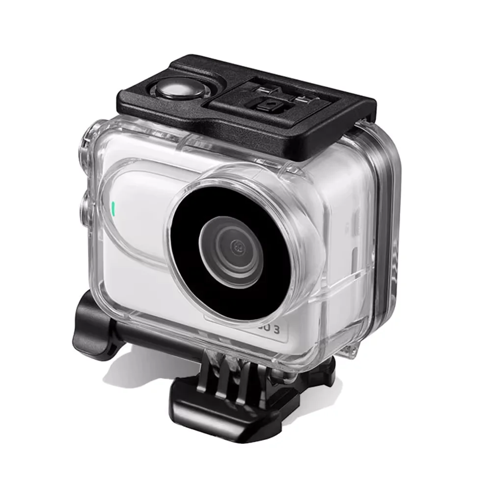 Détail du caisson étanche 60m pour Insta360 GO 3S, joints et verrouillage sécurisés, protection optimale.