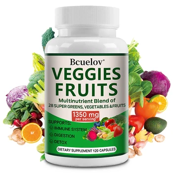 Bcuelov Vegetable and Fruit Supplement -1350 Mg - Supports Immune, Digestion, Detoxification - 120 Capsules 1