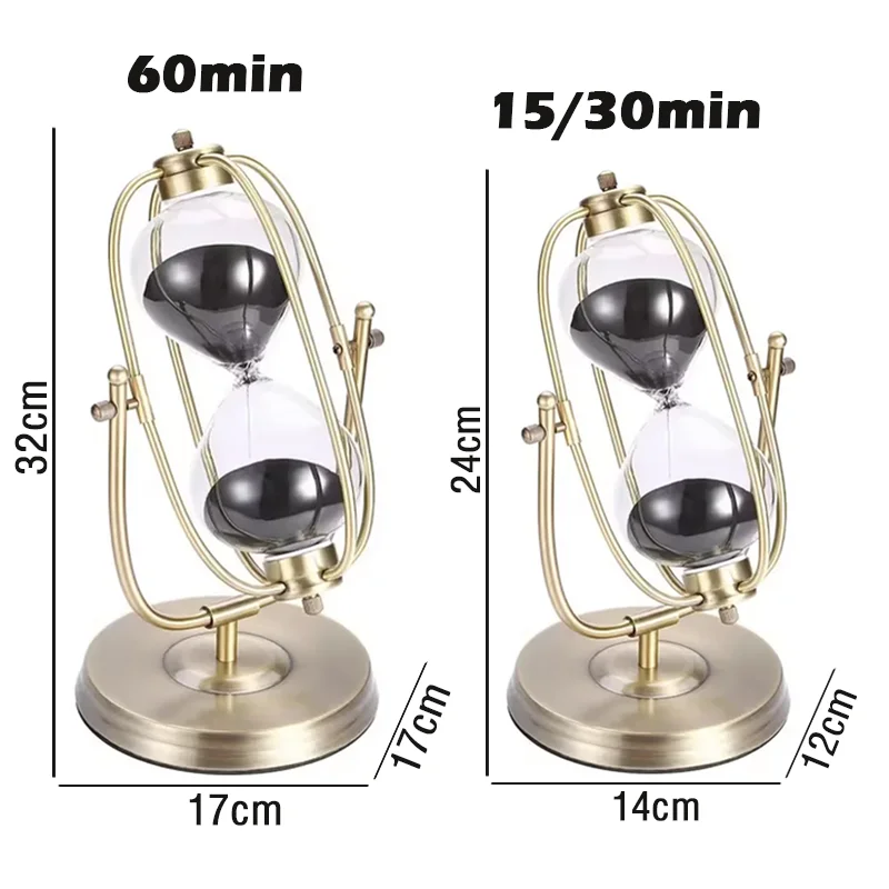 15-60 Minutes European Retro Brass Hourglass 360° Rotating Metal Sand Clock Antique Timer Home Office Desktop Decoration Gifts 6