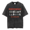 Radiohead Rock Band OK Computer Vintage Washed T-shirt Men Women Fashion Hip Hop T Shirts 100% Cotton Casual T-shirts Streetwear 1