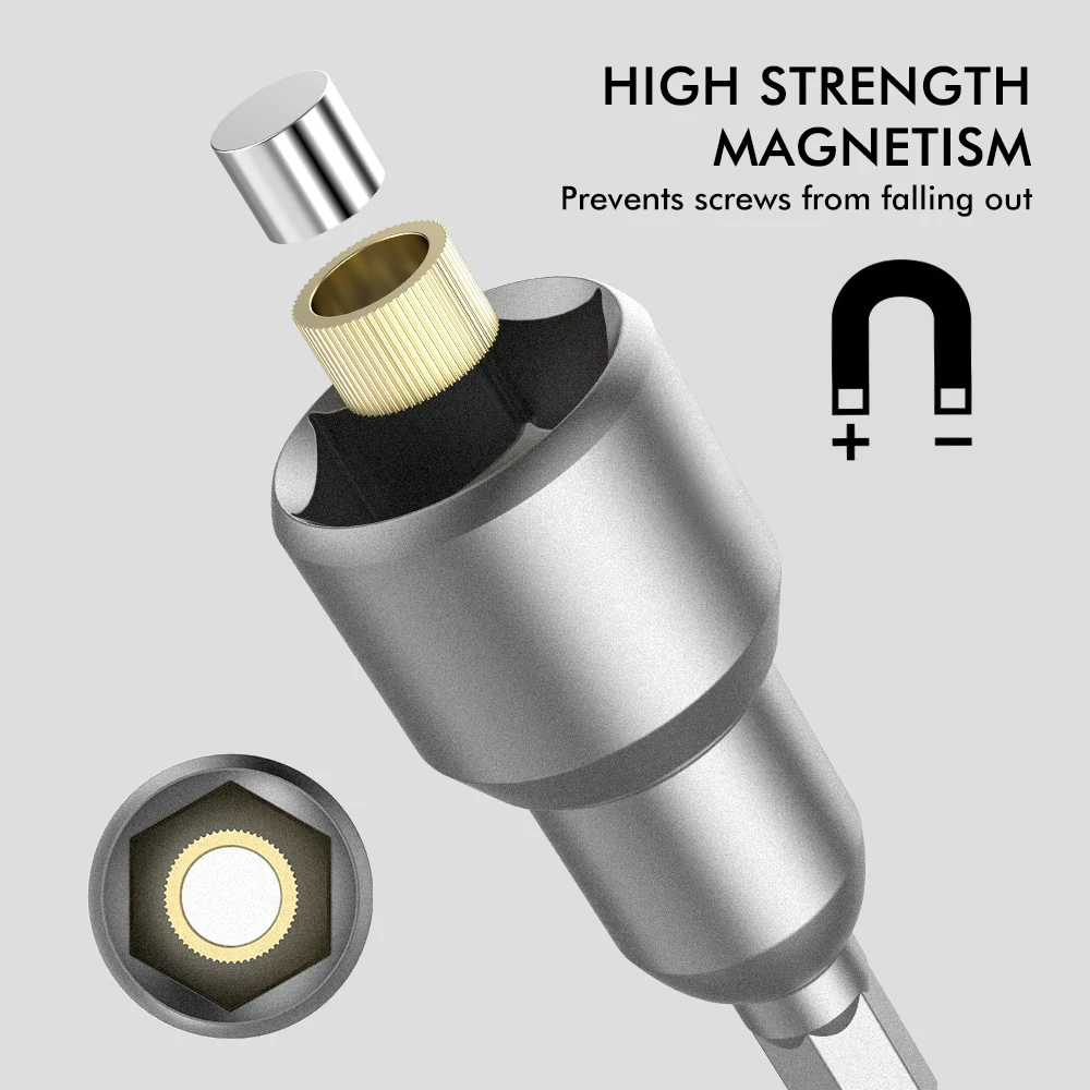 10Pcs 6-19mm Magnetic Power Nut Driver Set for Impact Drill Quick Change Chuck Socket Wrench Nut Setters 1/4" Hex Shank 2
