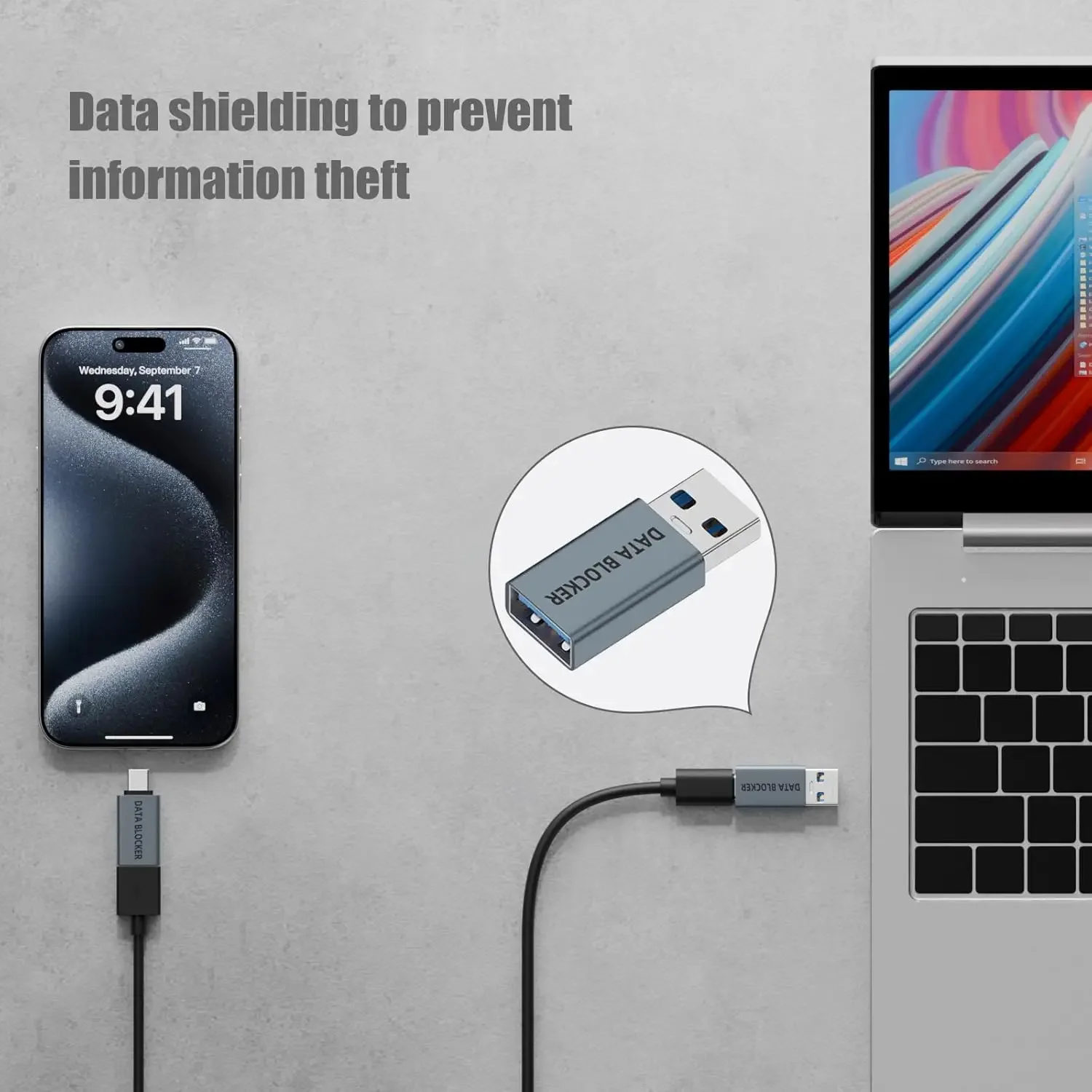 Secure Travel USB Data Blocker Adapter Set - 4-Pack, Anti-Hacking Protection