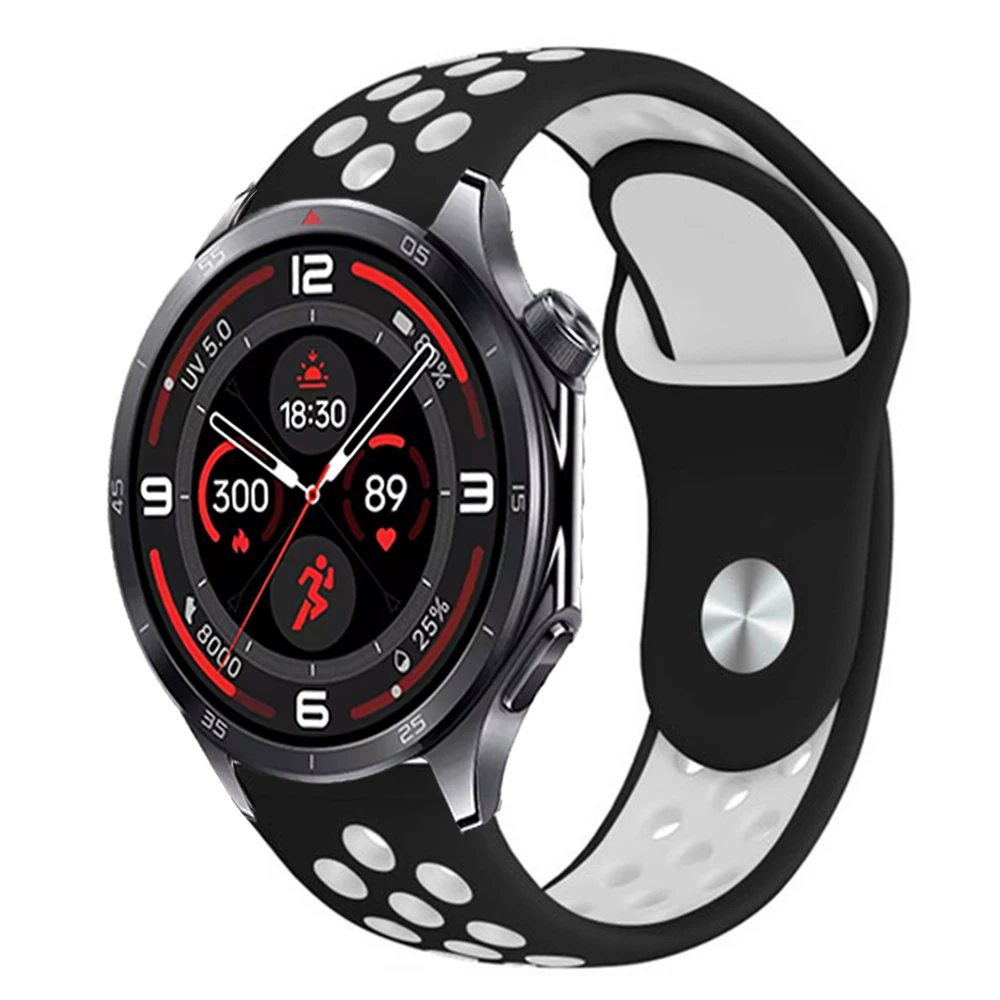 Two-Color Breathable Silicone Strap, 18/20/22mm