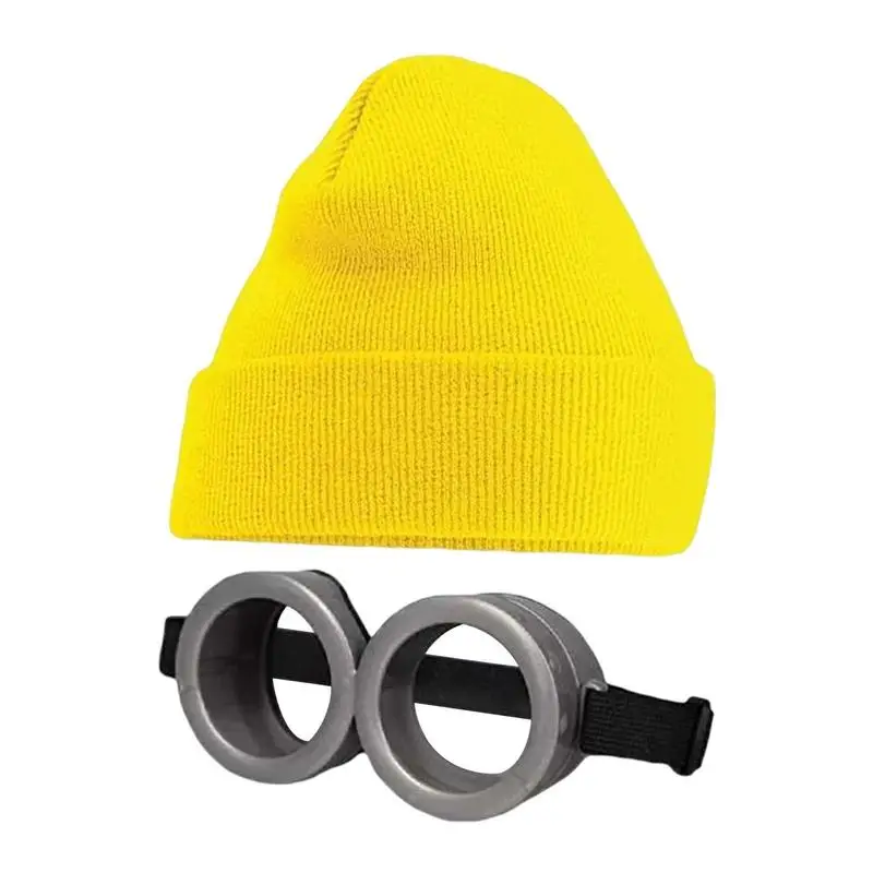 Śmieszne dekoracyjne żółte męskie Cosplay 3D okrągłe szkło Minion przebranie na karnawał okulary na przyjęcie urodzinowe dla dzieci lub szkolny karnawał