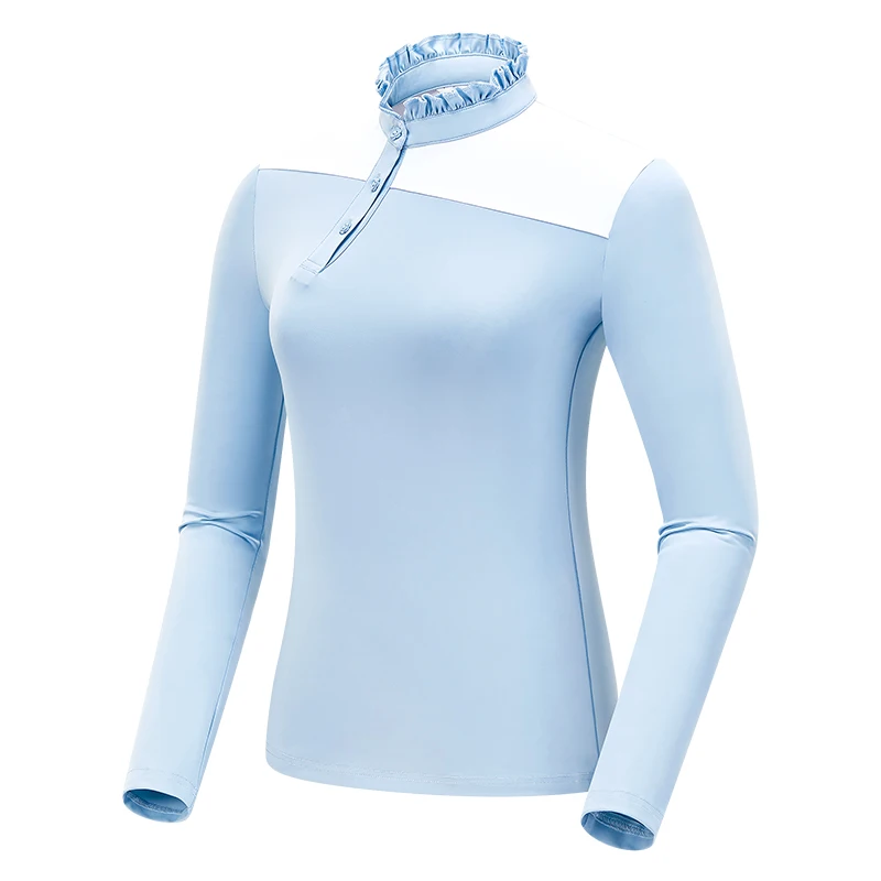 Golf Women's Polo Neck Long sleeved T-shirt Elastic Slim Fit Sports Short Skirt Anti glare