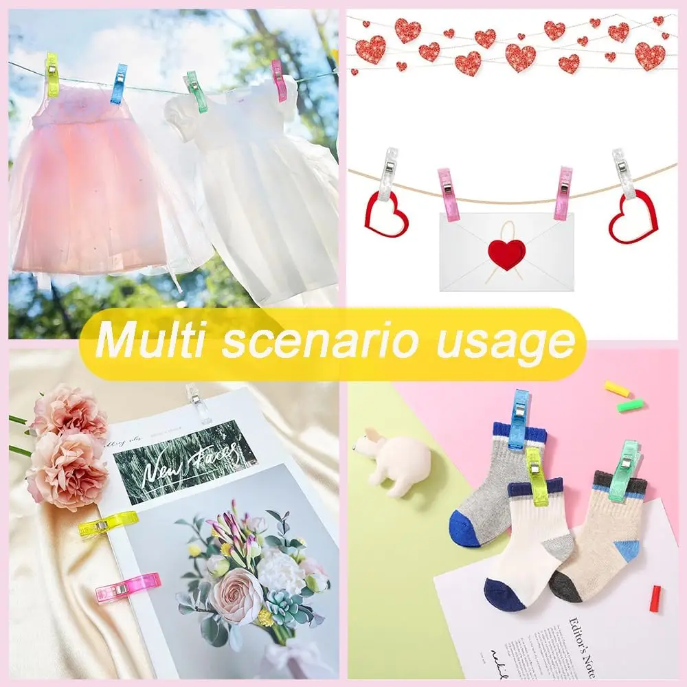 Sewing Clips Garment Clips Plastic Clips 20Pcs Large Sewing Clips Multicolor Plastic Clips Fabric Decoration Clamps Quilting Hemming Garment Clip DIY Sewing Tools