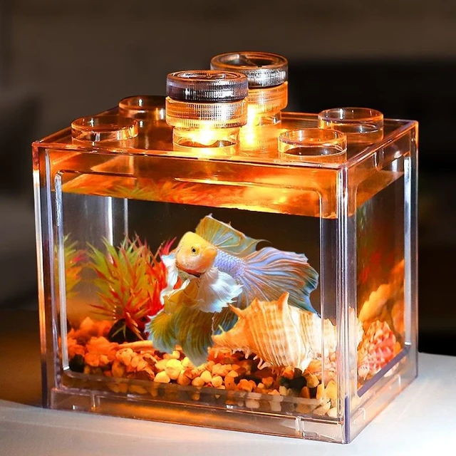 Mini Fish Tank secchiello per pesci rossi tavolo per pesci piccolo acquario  in plastica acrilica Micro