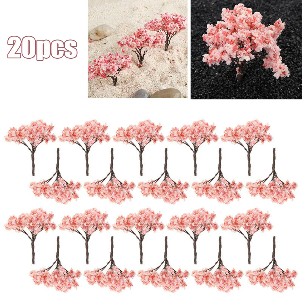 20pcs 6.4cm Tree Model Accessories Cherry Flowering Plant Model Railway Layout Practical
