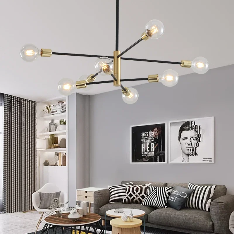 Black And Gold Sputnik Chandelier Modern Nordic Sputnik Black