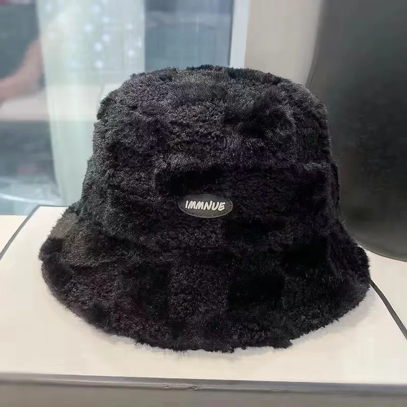 

Winter Stitching Color Bucket Hat Women Faux Fur Chapeau Fishing Hat Warm Soft Outdoor Fisherman Hat Lady Panama Gorras