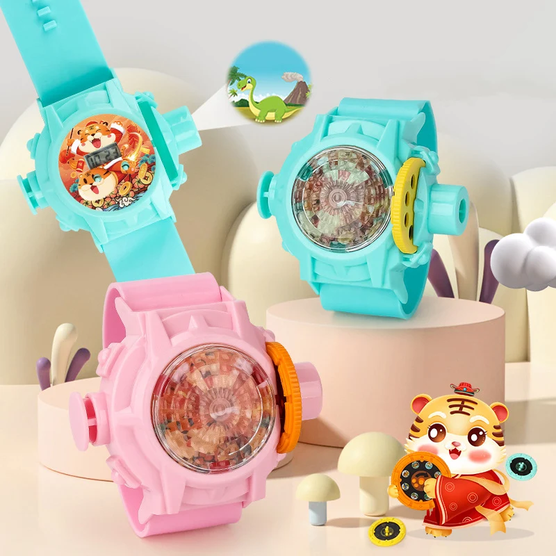 

Kid Creative 3D Cartoon LED Wrist Watch Projection Toy Cute Multifunctional Tiger Watch Children's Fun Puzzle Glowing Toys Gifts