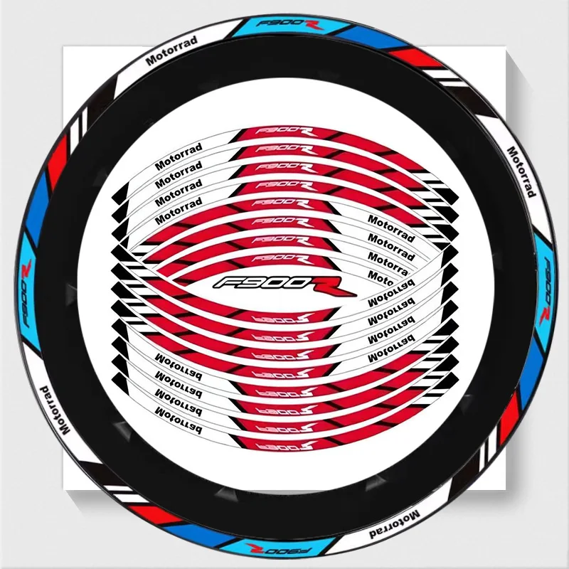 For F900R Cross-country Motorcycle Accessories Reflective Wheel Tire Modification Sticker Hub Decals Rim Stripe Tape One Set