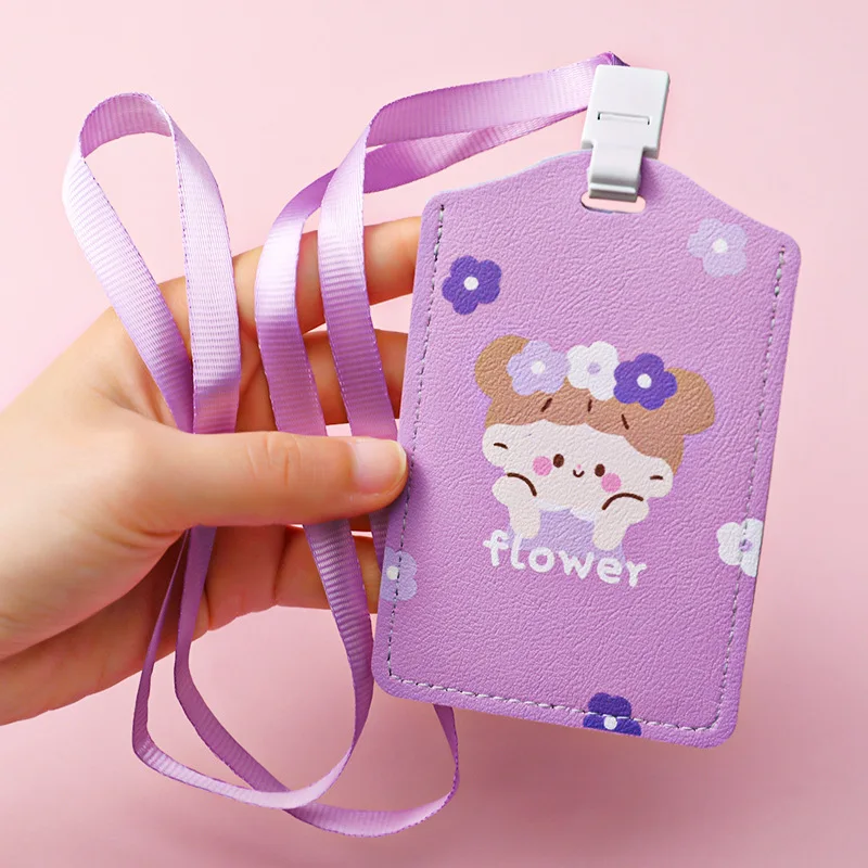 Credit Card ID Badge Holder Cute Cartoon Leather Bus Pass Case Cover Card Case Key Holder Ring Luggage Tag Trinket leather wallet wallet card holder card holder credit card holder credit card wallet card wallet coin purse wallet