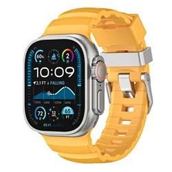 Silicone Sport Bracelet - Vibrant Rubber Strap - 46mm 49mm (S - Yellow)