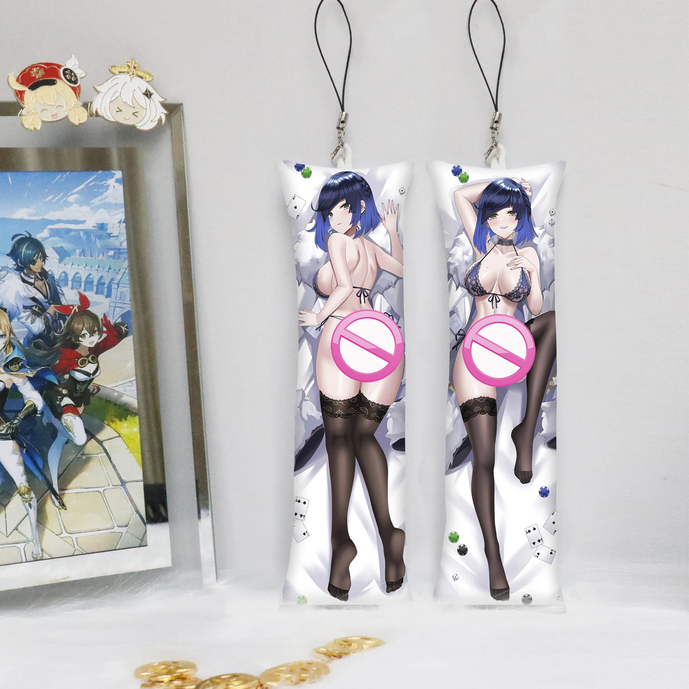 

Genshin Impact Yelan Key Chain Mini Dakimakura Key Ring Pendant Anime Accessories Cute Small Body Pillow Bag Pendants