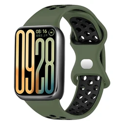 Two-Tone Breathable Silicone Smart Watch Strap for Mi Band 8 Pro ( Army Black)