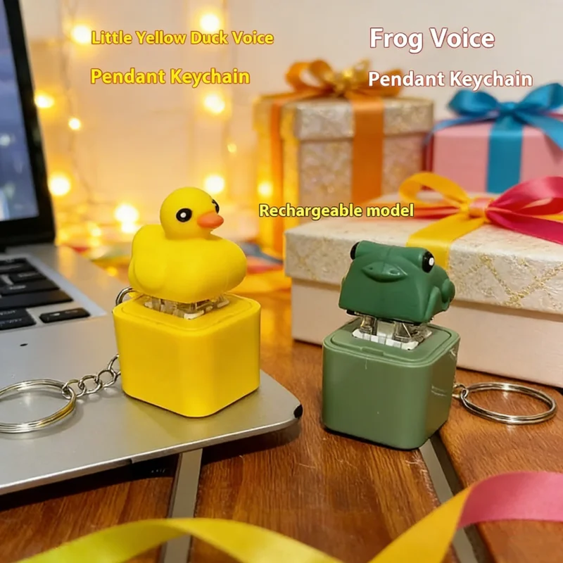 Porte-clés Grenouille Croassante Avec Lumières LED – Jouet Anti-stress à Clic – Rechargeable – Cadeau Amusant Pour Enfants Et Adultes