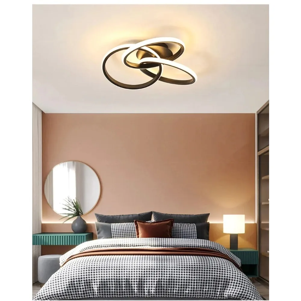 JOYINLED Modern LED Ceiling Light Acrylic Trefoil Dimmable Black Indoor Lamp for Living Room Bedroom Dining Room Luminaire