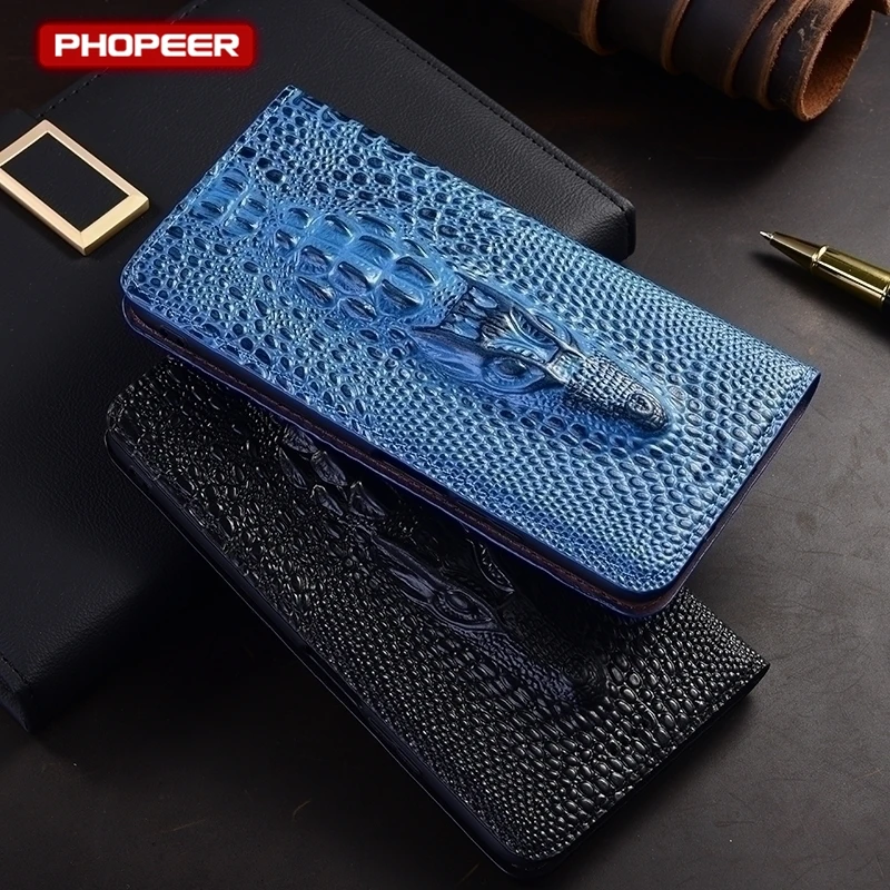 Premium Genuine Leather Flip Wallet Case with Magnetic Closure
