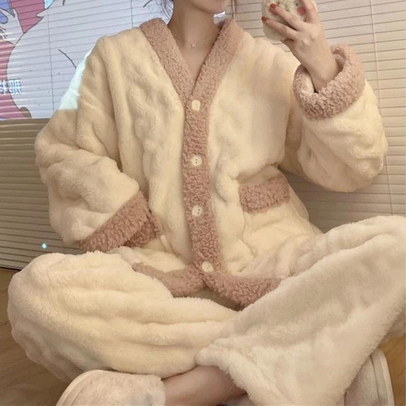 Coral Fleece Pajamas Front View