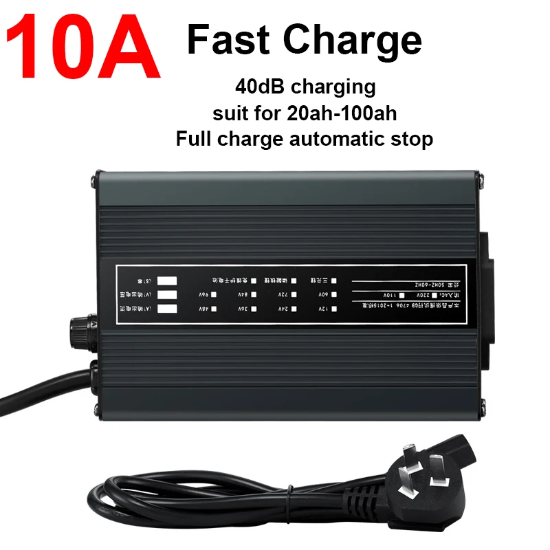

3S 12.6V 4S 14.6V 7S 29.4V 8S 29.2V Lithium Battery Charger 10A Li-ion Lipo Lifepo4 Fast Charge ebike 12V 24V Lead Acid Charger