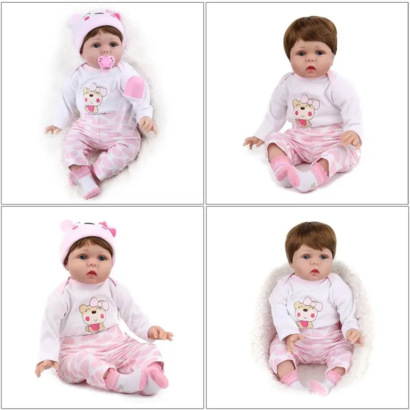 

Q0KB 55cm Silicon Vinyl for Doll Pink Clothes Newborn Baby Early Childh